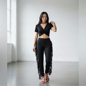 Boho Fringe Pant Set, Size Large, NWOT
